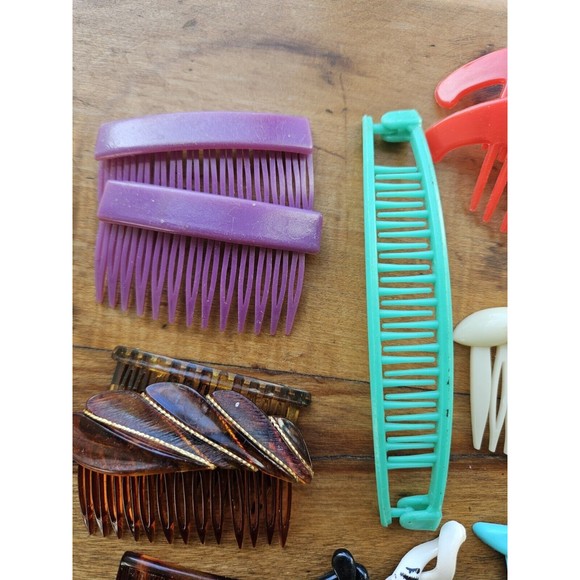 Vintage 1980s lot of 19 Hair Accessories Side Clips Banana Clips - Picture 5 of 7